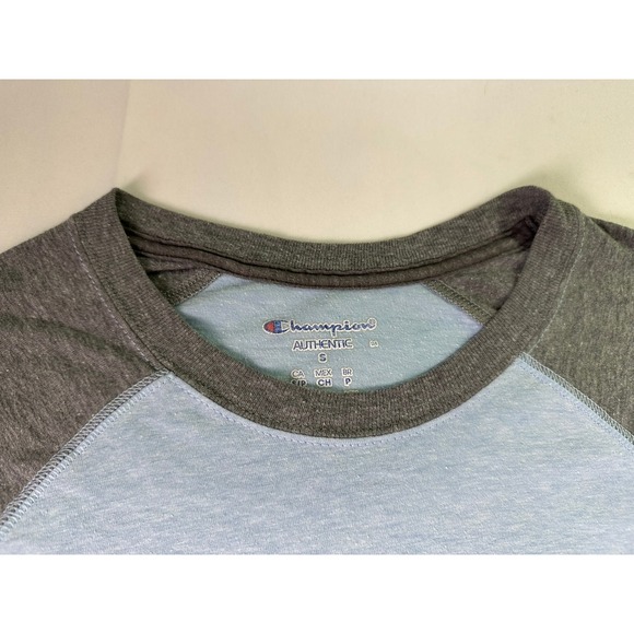 Champion Men's Small Vapor Raglan T-Shirt Blue Gray Colorblock Performance Tee - Picture 9 of 9
